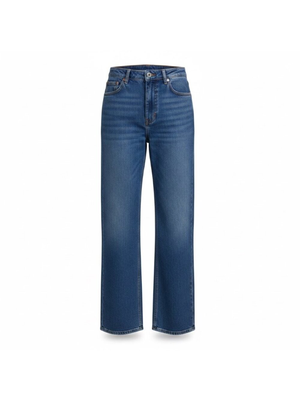 Nylon Apparel Womens Blue Stretch Wide-Leg Denim Jeans Size Large